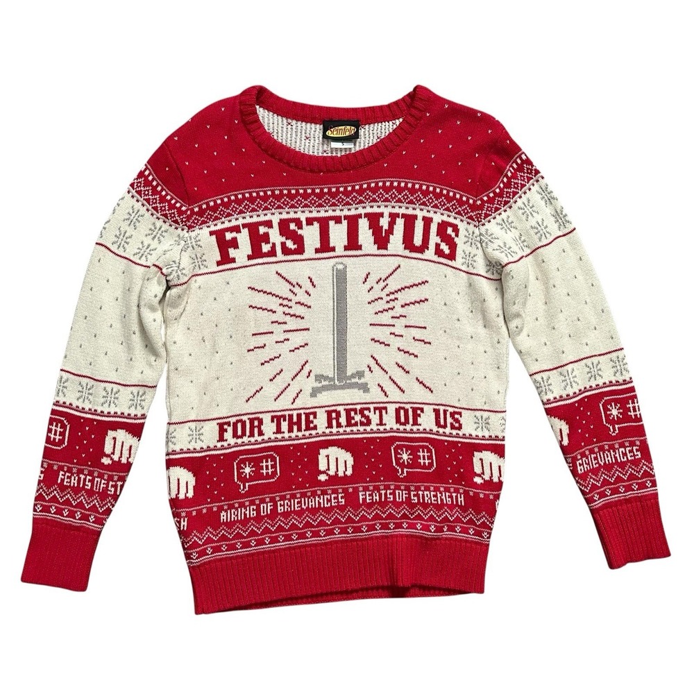 Seinfeld Festivus For the Rest‎ of Us Pole Ugly Christmas Sweater Size S